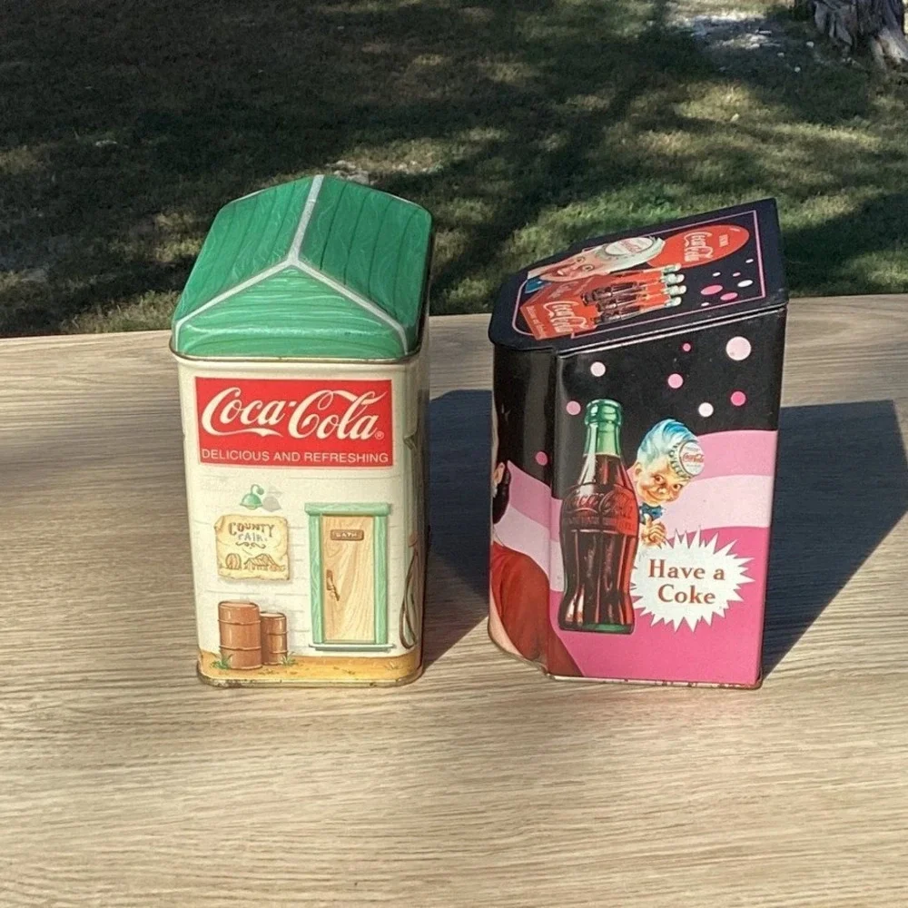 Coca Cola Tin Canisters Set Vintage Gas Station‎ Diner Retro Collectible